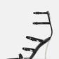 Strappy Buckled Satin Pointed Toe Stiletto Heeled Sandals - Black