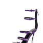 Strappy Buckled Satin Pointed Toe Stiletto Heeled Sandals - Purple