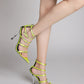Strappy Buckled Satin Pointed Toe Stiletto Heeled Sandals - Grass Green