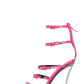Strappy Buckled Satin Pointed Toe Stiletto Heeled Sandals - Hot Pink