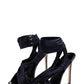 Wrap-Strap Square Open Toe Stiletto Heeled Ankle Sandals - Black