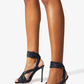 Wrap-Strap Square Open Toe Stiletto Heeled Ankle Sandals - Black