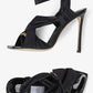 Wrap-Strap Square Open Toe Stiletto Heeled Ankle Sandals - Black