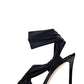 Wrap-Strap Square Open Toe Stiletto Heeled Ankle Sandals - Black