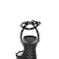 Spiked Studs Open Pointed Toe Stiletto Heeled Ankle Sandals - Black