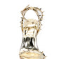 Spiked Studs Open Pointed Toe Stiletto Heeled Ankle Sandals - Gold