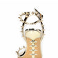 Spiked Studs Open Pointed Toe Stiletto Heeled Ankle Sandals - Gold