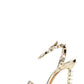 Spiked Studs Open Pointed Toe Stiletto Heeled Ankle Sandals - Gold