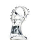 Spiked Studs Open Pointed Toe Stiletto Heeled Ankle Sandals - Silver