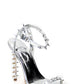 Spiked Studs Open Pointed Toe Stiletto Heeled Ankle Sandals - Silver