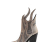 Rhinestone-Embellished Flame Mid-Calf Western Cowboy Pointed Toe Block Heeled Boots - Gold