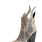 Rhinestone-Embellished Flame Mid-Calf Western Cowboy Pointed Toe Block Heeled Boots - Gold