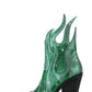 Rhinestone-Embellished Flame Mid-Calf Western Cowboy Pointed Toe Block Heeled Boots - Green