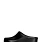 Faux Leather Sling Back Slip On Curved Platform Clogs - Black