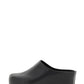 Faux Leather Sling Back Slip On Curved Platform Clogs - Black