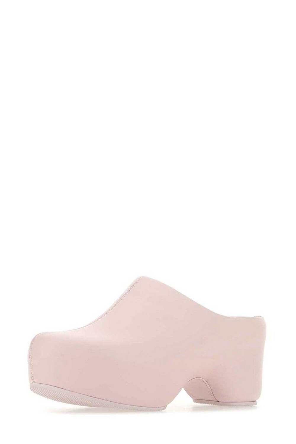 Faux Leather Sling Back Slip On Curved Platform Clogs - Pink