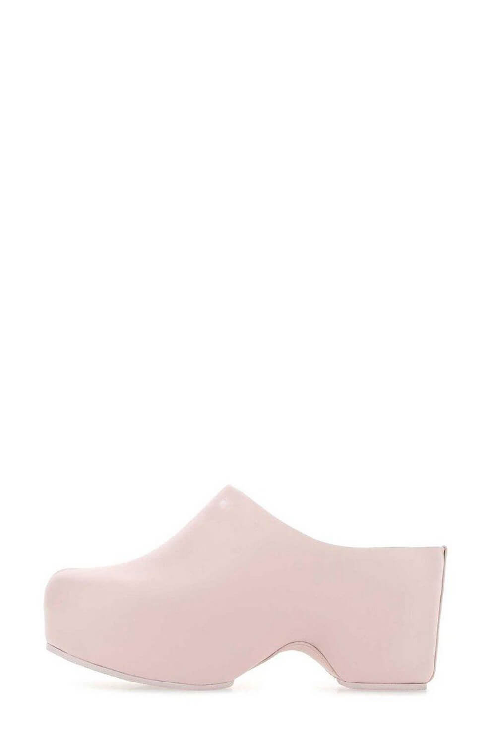 Faux Leather Sling Back Slip On Curved Platform Clogs - Pink