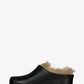 Black Faux Fur-Lined Sling Back Slip On Curved Platform Clogs