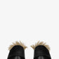 Black Faux Fur-Lined Sling Back Slip On Curved Platform Clogs