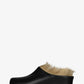 Black Faux Fur-Lined Sling Back Slip On Curved Platform Clogs