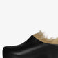 Black Faux Fur-Lined Sling Back Slip On Curved Platform Clogs