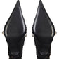 Pointed Toe Over-The-Knee Stiletto Boots With Studs And Pin Buckle Strap Details - Black