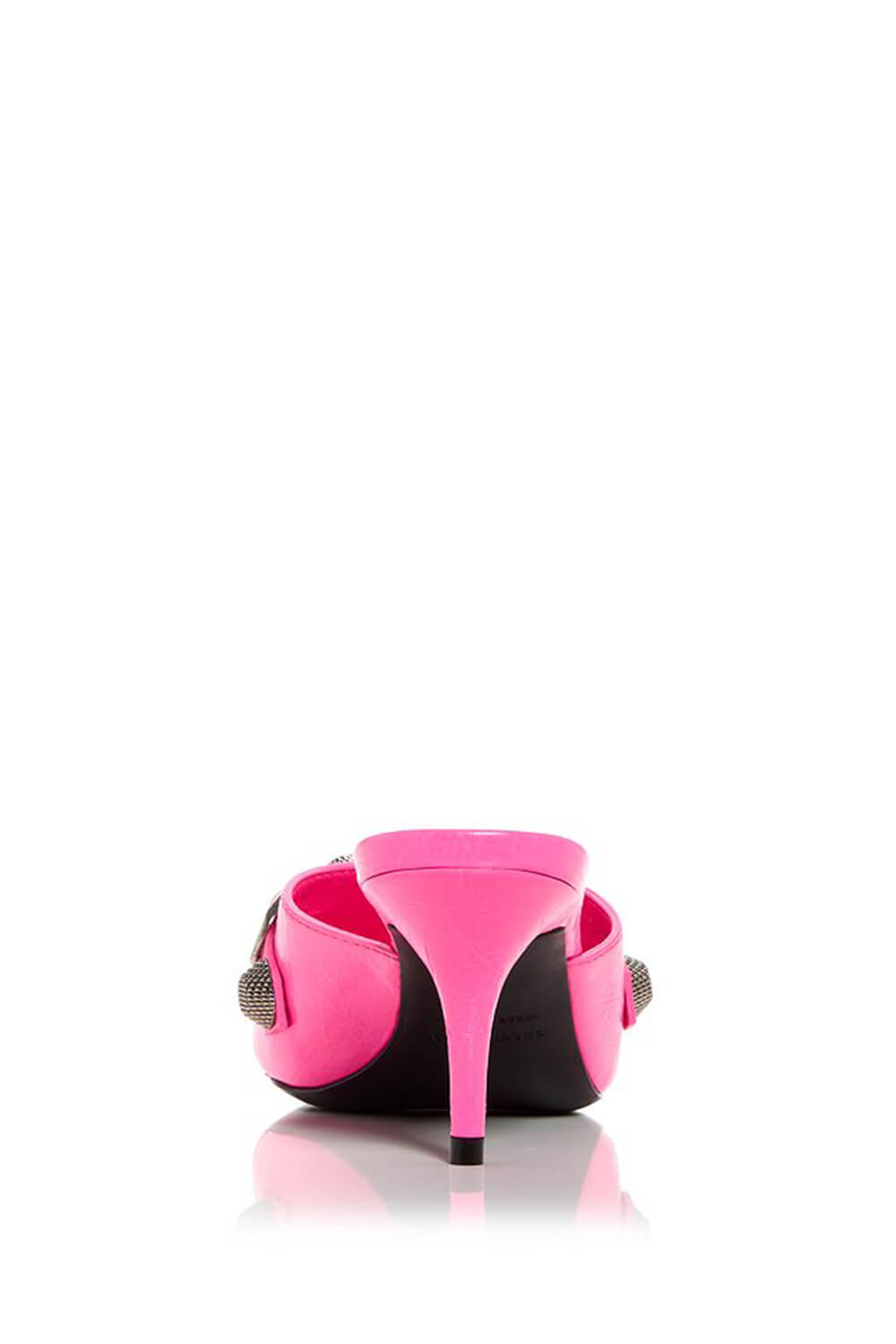 Pointed Toe Stiletto Mules With Studs And Pin Buckle Strap Details - Pink