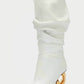 Slouchy Pointed Toe Chain-Heel Mid Boots - White