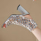 Clear Perspex Rhinestone-Studded Square Peep Toe Block Heeled Ankle Bootie