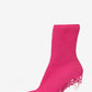 Ribbed Sock Pointed Toe Ankle Morso Heeled Boots - Hot Pink