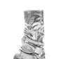 Metallic Scrunched Foldover Mid Calf Flatform Chunky Boots - Silver