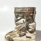 Wrapped Faux Leather Padlock Detail Folded Wedge Heel Mid Calf Chunky Biker Boots - Gold