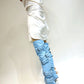 Multi Buckle Pointed Toe Thigh High Stiletto Heel Boots - Blue