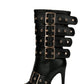 Multi Buckle Pointed Toe Ankle High Heel Boots - Black