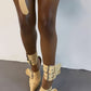 Multi Buckle Pointed Toe Ankle Stiletto Heel Boots - Khaki