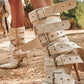 Multi Buckle Pointed Toe Above The Ankle High Heel Boots - Nude