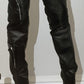 Bubble Textured Faux Leather Zip Detail Cargo Thigh High Stiletto Boots - Black