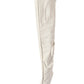 Bubble Textured Faux Leather Zip Detail Cargo Thigh High Stiletto Boots - White