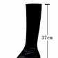 Faux Leather Open Toe Thong Strap Knee High Heeled Boots - Black