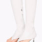 Faux Leather Open Toe Thong Strap Knee High Heeled Boots - White
