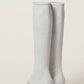 Faux Leather Open Toe Thong Strap Knee High Heeled Boots - White