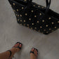Black Faux Leather Lace Up Clear Perspex Square Toe Metallic Heel