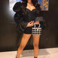 Black Faux Leather Lace Up Square Toe  Sculptured Heel