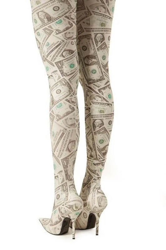Dollar Print Sock Stiletto Thigh High Boots