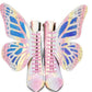 Rainbow Metamorphic Glitter Lace Up Heeled Boots With Butterfly Wings