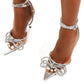 Clear Perspex Wrap Around Diamante Bow High Heel