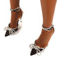 Black Wrap Around Diamante Bow High Heel