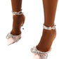 Pink Wrap Around Diamante Bow High Heel
