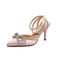 Pink Wrap Around Diamante Bow High Heel
