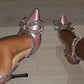 Pink Wrap Around Diamante Bow High Heel